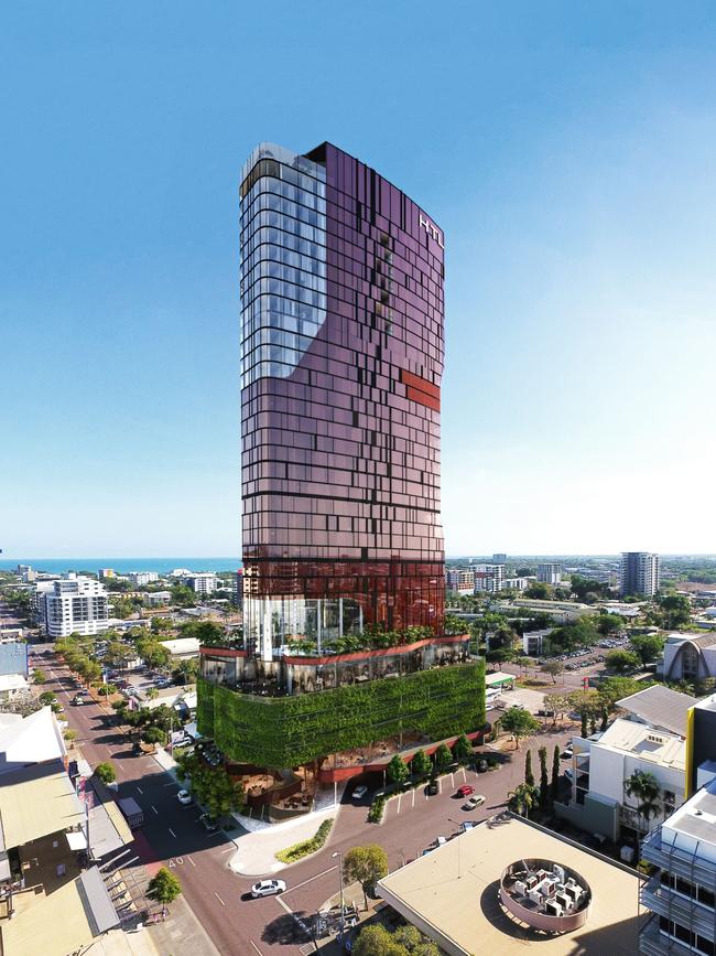 An artist's impression of the 38 storey luxury accommodation that is planned to be built in Darwin's CBD. PICTURE: Architecton