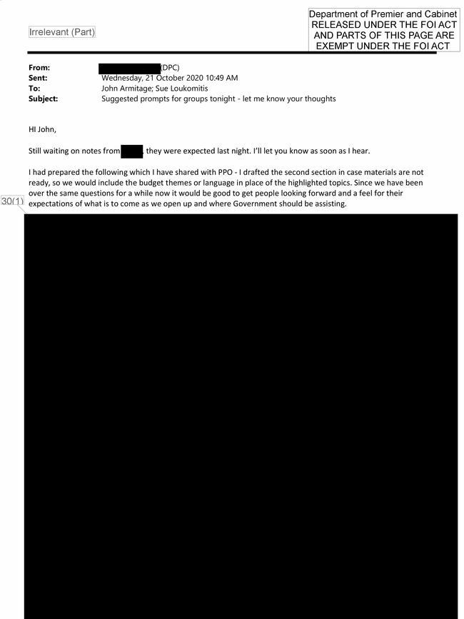 Heavily redacted QDOS emails from the Victorian state government obtained under FOI request.