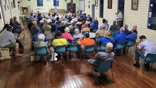 About 70 people, including farmers, Senator Matt Canavan, Rockhampton councillors and officers, attended a meeting about a 53 per cent water price hike for Fitzroy River irrigators on Wednesday, December 11, 2024 at the Alton Downs Hall.