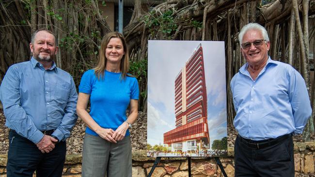 DCOH managing director Shane Dignan, City of Darwin chief executive Simone Saunders and Lord Mayor Kon Vatskalis at the announcement of the new civic centre. Picture: Pema Tamang Pakhrin