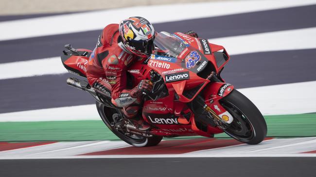 MISANO ADRIATICO, ITALY - SEPTEMBER 18: Jack Miller of Australia and Ducati Lenovo Team heads down a straight during the qualifying practice during the MotoGP Of San Marino - Qualifying at Misano World Circuit on September 18, 2021 in Misano Adriatico, Italy. (Photo by Mirco Lazzari gp/Getty Images)