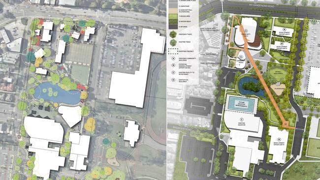 A before-and-after image outlining Maroondah Council's plans for the Croydon Community Precinct in Civic Place, posted on its website.