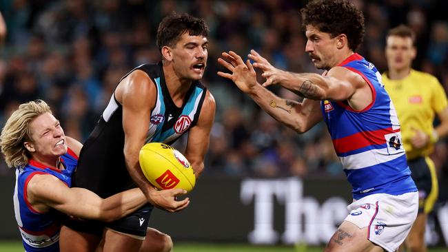 Riley Bonner in action against the Western Bulldogs last year. Picture: Getty Images