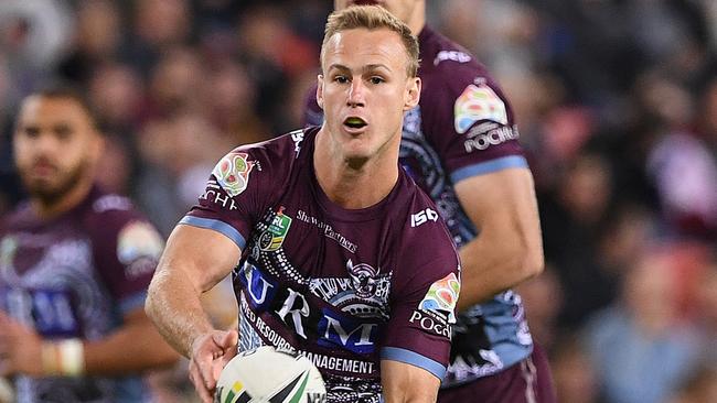 Daly Cherry-Evans of the Sea Eagles during the Round 10 NRL match between the Manly-Warringah Sea Eagles and the Brisbane Broncos at Suncorp Stadium in Brisbane, Saturday, May 12, 2018. (AAP Image/Dave Hunt) NO ARCHIVING, EDITORIAL USE ONLY