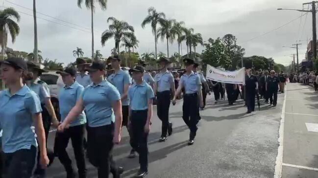 Air Force Cadets march in Lismore on Anzac Day