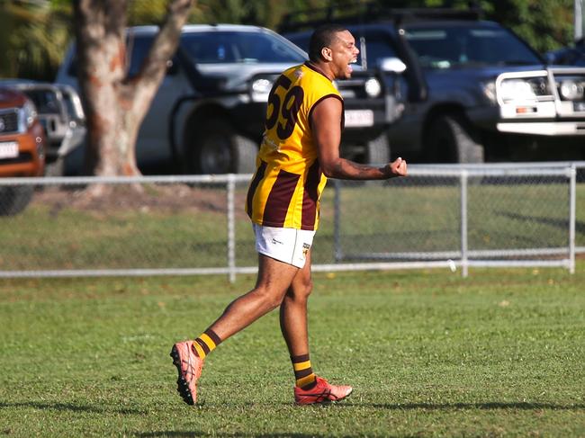 Pictured Ezekiel Frank. Manunda Hawks v CTB Bulldogs Round 15 at Crathern Park. AFL Cairns 2024. Photo: Gyan-Reece Rocha