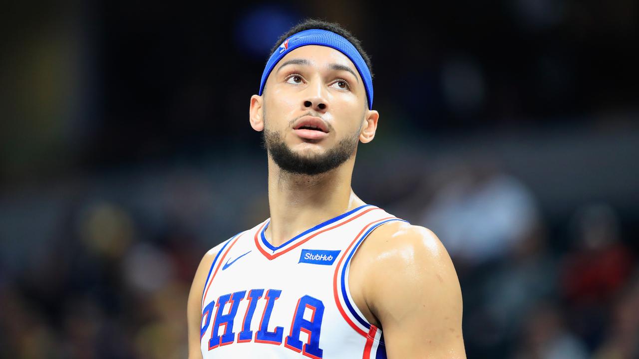 INDIANAPOLIS, IN - JANUARY 17: Ben Simmons #25 of the Philadelphia 76ers watches the action against the Indiana Pacers at Bankers Life Fieldhouse on January 17, 2019 in Indianapolis, Indiana. NOTE TO USER: User expressly acknowledges and agrees that, by downloading and or using this photograph, User is consenting to the terms and conditions of the Getty Images License Agreement.   Andy Lyons/Getty Images/AFP == FOR NEWSPAPERS, INTERNET, TELCOS & TELEVISION USE ONLY ==