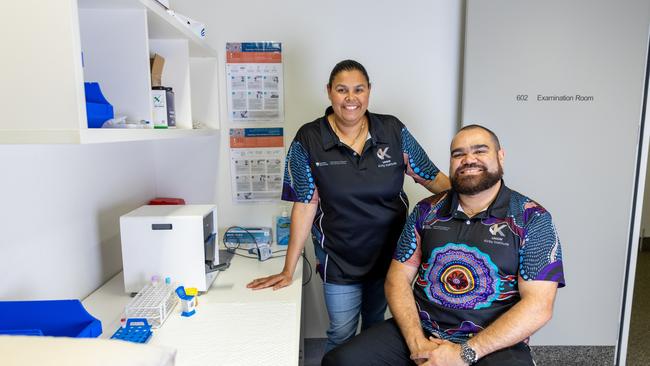 Scaling up point-of-care testing for infectious diseases in Remote Aboriginal and Torres Strait Islander communities. Glen Duncan and Stacey Foster-Rampant who work as part of the team. Picture: Supplied by the Kirby Institute