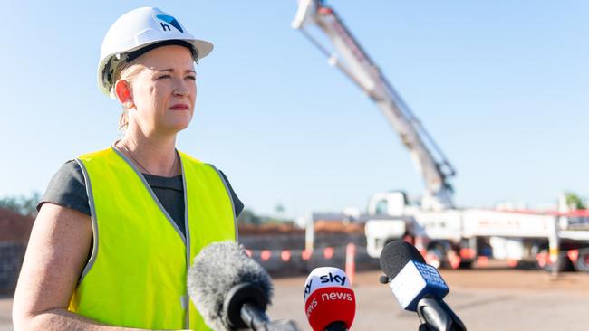 Minister for Police, Fire and Emergency Services; Treasurer Nicole Manison attending the first pouring of concrete at the new Nightcliff Police Station development, John Stokes Square, back in June Picture: Che Chorley