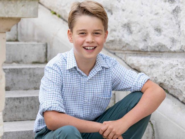 A handout photo taken in July 2023 and issued by Kensington Palace on July 22, 2023 shows Britain's Prince George of Wales posing for a photograph in Windsor, west of London. The portrait has been released to mark Prince George's 10th birthday. (Photo by Millie Pilkington / KENSINGTON PALACE / AFP) / RESTRICTED TO EDITORIAL USE - MANDATORY CREDIT "AFP PHOTO / KENSINGTON PALACE PALACE / MILLIE PILKINGTON " - NO MARKETING NO ADVERTISING CAMPAIGNS - DISTRIBUTED AS A SERVICE TO CLIENTS - IMAGE ON TO BE USED TO ILLUSTRATE STORY MENTIONED IN CAPTION This photograph can not be used after 0001 Tuesday December 31, 2023, without prior, written permission from Kensington Palace. /