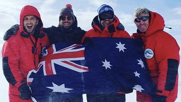 Tommy Little, Lachlan Spark, Campbell Brown and Justin Quill at Antarctica. Picture: Instagram