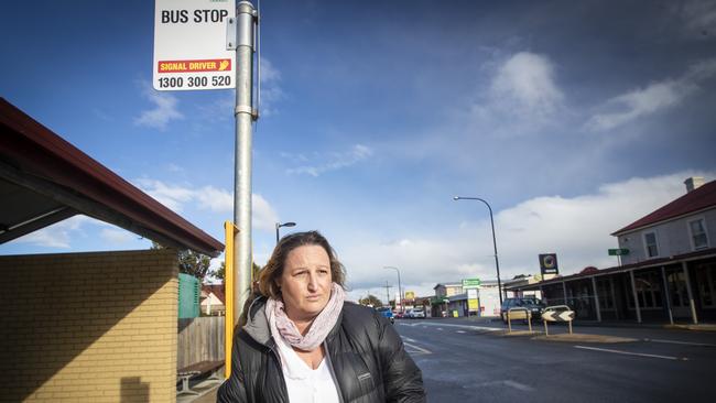 Lucy Bradshaw said having children standing in peak-hour traffic was “frightening”. Picture: LUKE BOWDEN