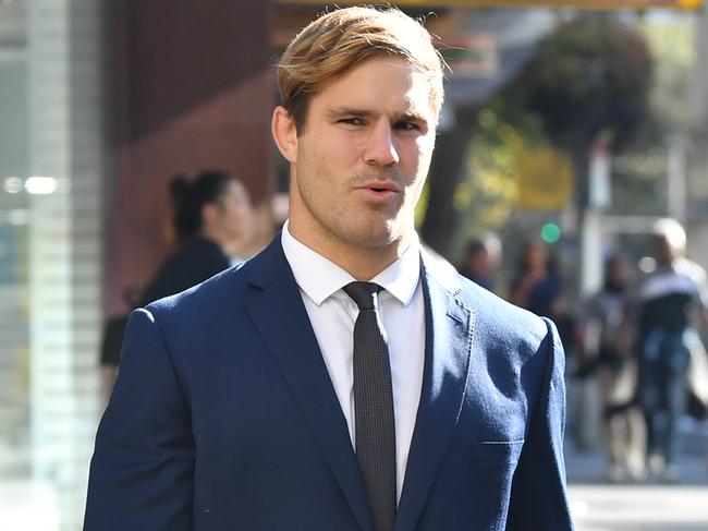 Jack de Belin arrives at the Downing Centre court complex in Sydney on Thursday. Picture: NCA NewsWire / Joel Carrett