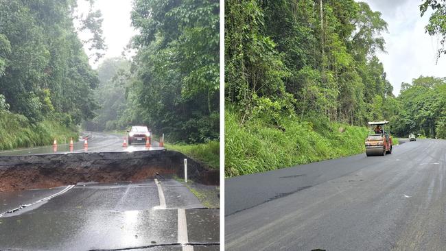 The before and after transformation on the Palmerston Highway. Picture: TMR