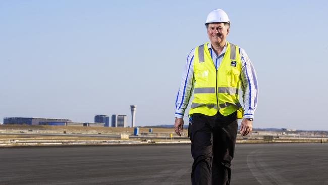 Project director Paul Coghlan on the tarmac at the Brisbane Airport’s new second runway. Picture: Lachie Millard