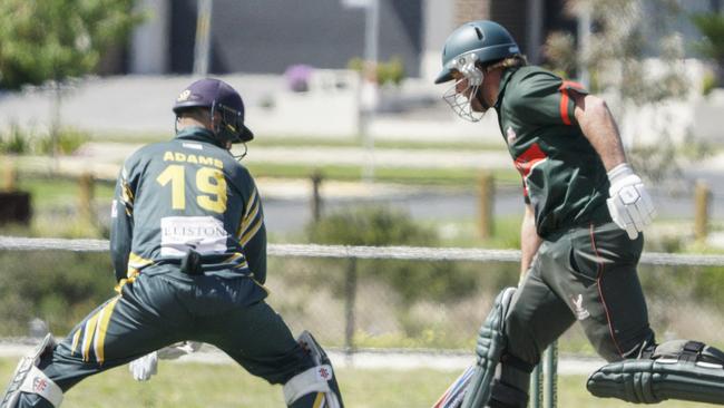 Tooradin batter Russell Lehman makes his ground. Picture: Valeriu Campan