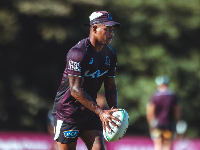 Ezra Mam at Broncos training.