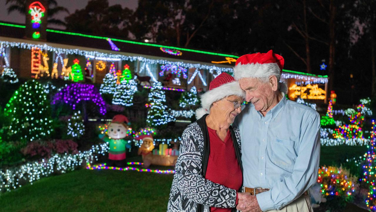 Peg and Bill Chartres have been running their Christmas lights display in Lobethal for 40 years. Picture: Naomi Jellicoe