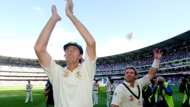 Shane Warne and Glenn McGrath say goodbye to the MCG.