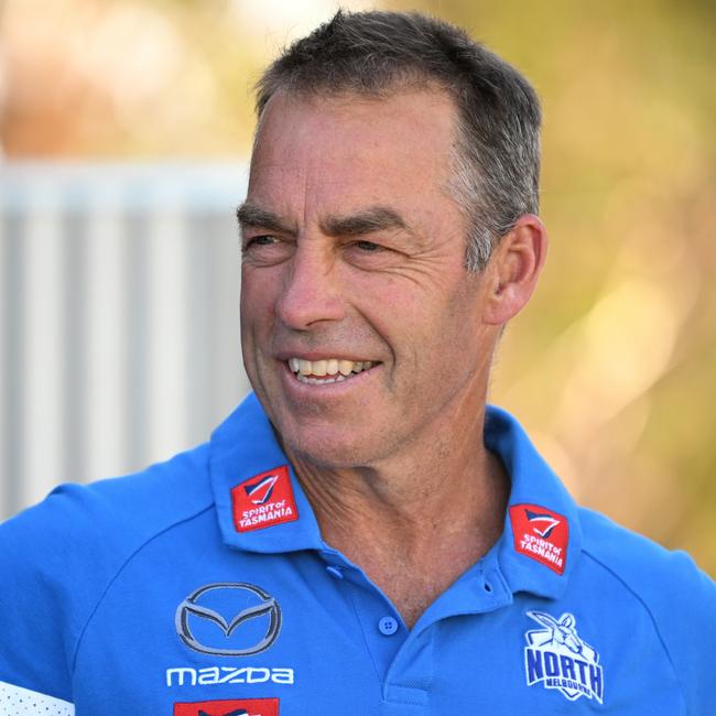 North Melbourne coach Alastair Clarkson in Rochester recently during North Melbourne’s AFL Community Camp. Picture: Morgan Hancock/Getty Images