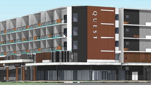 An artists’ impression of the proposed Quest apartment building in Darwin City's Daly St. Picture: Supplied