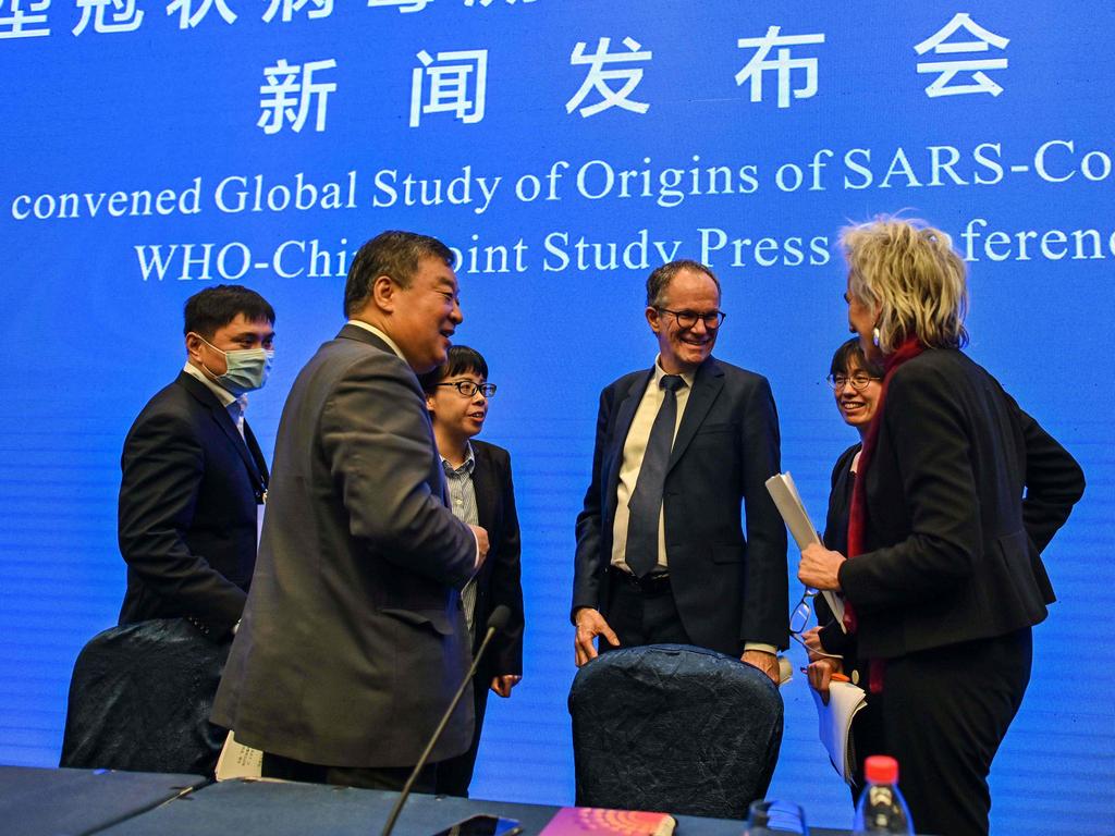 A team of international experts from the World Health Organisation announce their initial findings in Wuhan, China. Picture: Hector Retamal / AFP