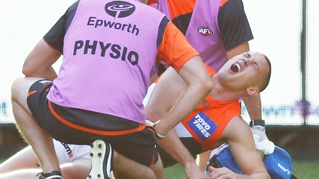 Scully suffered a serious injury while playing for the Giants in March. Picture: Getty Images