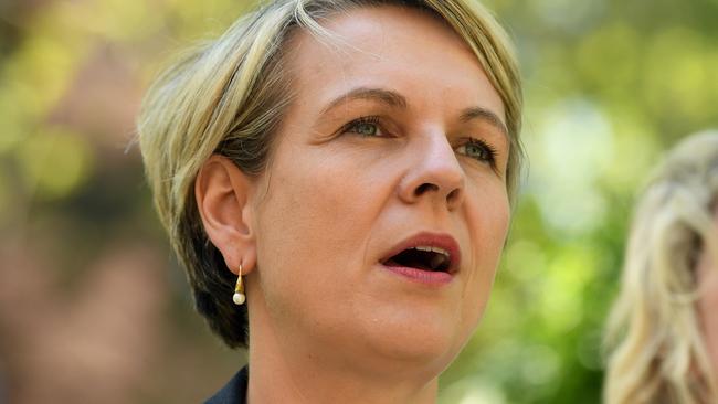 Acting Leader of the Opposition Tanya Plibersek (left) speaks to the media as Shadow Minister for Financial Services Clare O'Neil looks on during a visit to the Financial Legal Rights Centre in Sydney, Thursday, September 27, 2018. (AAP Image/Joel Carrett) NO ARCHIVING