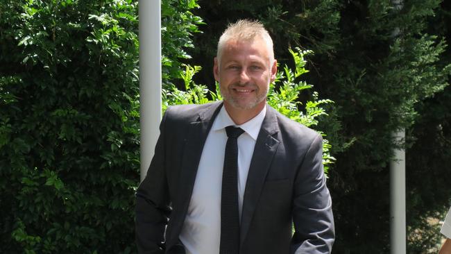 Adam O'Brien, 39, of the Gold Coast, arriving at Gosford District Court charged with two counts of kidnapping two men over the whereabouts of a couple of excavators. Picture: NewsLocal