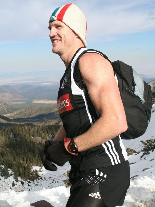 Nathan Buckley hits the Arizona slopes in his playing days. Picture: collingwoodfc.com.au