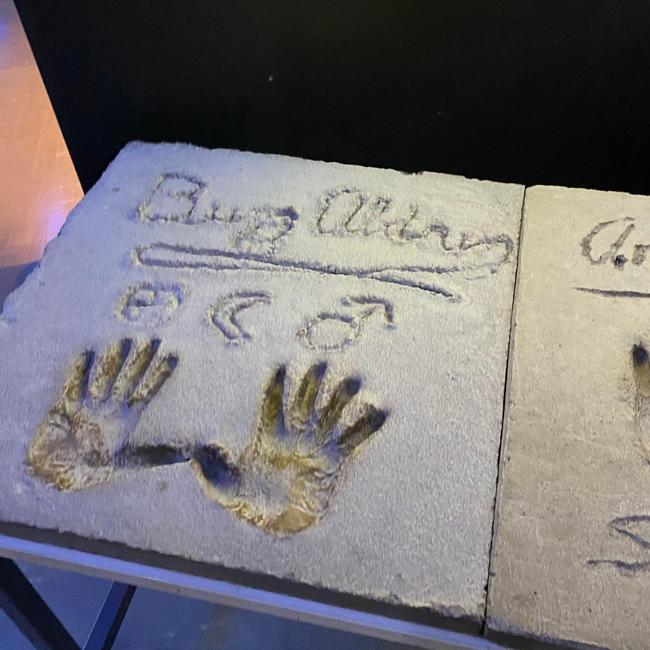 Buzz Aldrin's handprints at the Carnarvon Space and Technology Museum. Picture: Jack Evans