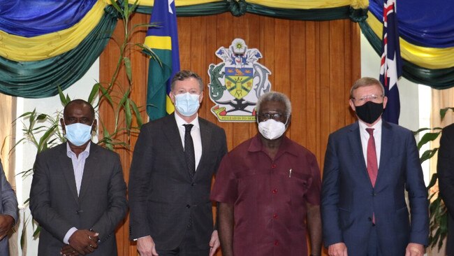 Australian intelligence officials have met with Solomon Islands Prime Minister Manasseh Sogavare to raise concerns over a potential security pact with China. Picture: Solomon Islands government.