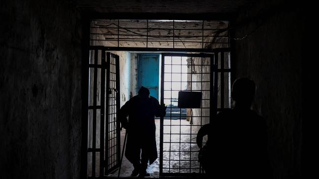 An elderly woman enters a bunker in Severodonetsk, Donbass as the Russians intensify their assault. Picture: AFP.