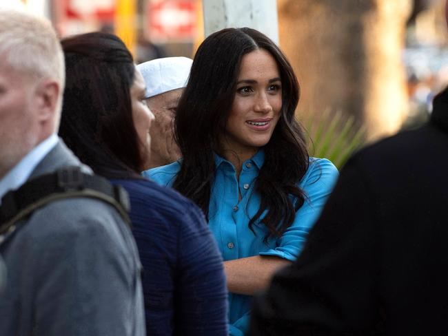 The Duchess of Sussex at the District Six museum and Homecoming Centre in Cape Town. Picture: AFP