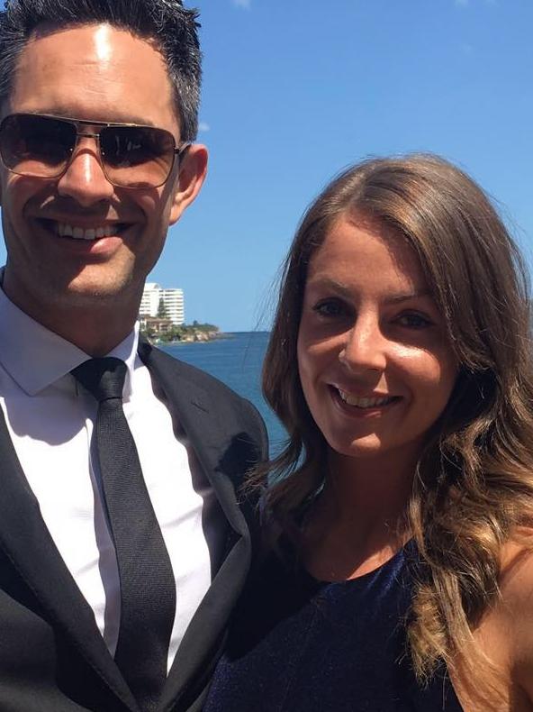 Northern Sydney real estate agent Brendan Pomponio with his wife Skye. Picture: Facebook