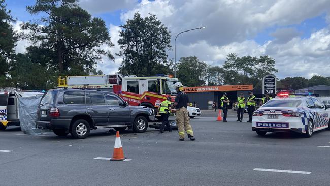 Paramedics are assessing a patient at the scene of a serious crash on Nambour Connection Rd in Woombye.