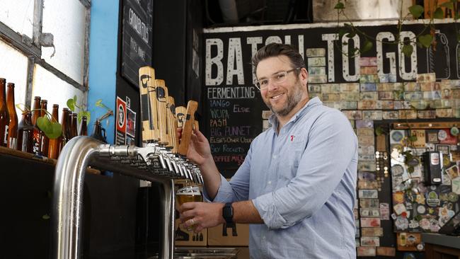 Batch Brewing Company owner Andrew Fineran pictured at the brewery in Marrickville. Picture: Jonathan Ng