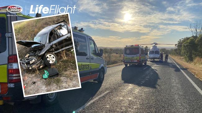 A man was flown to hospital after a rollover in the North Burnett region on Sunday.