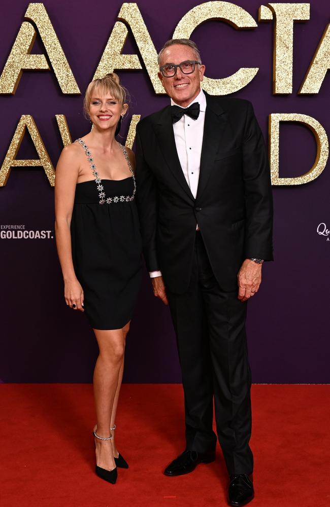 Foxtel CEO Patrick Delany at the AACTAs with Teresa Palmer.