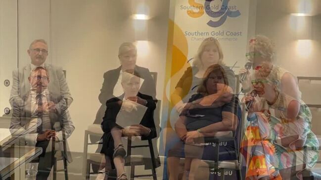 Gold Coast mayoral candidate Danielle Dunsmore speaks on Surfers Paradise