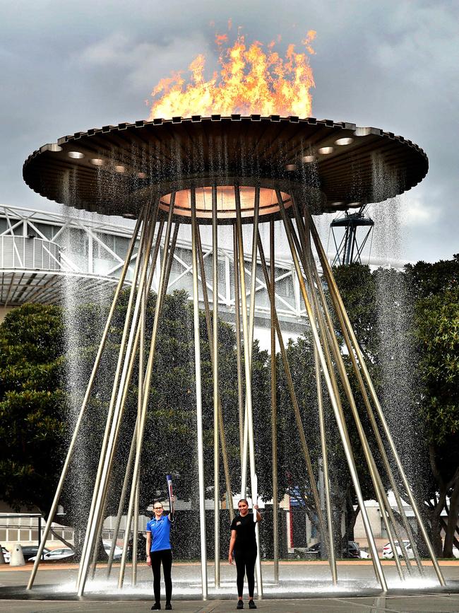 The Sydney Olympic cauldron is relit for the event’s 20th anniversary. Picture. Phil Hillyard