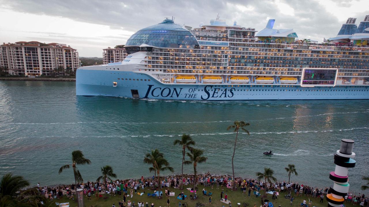 Royal Caribbean's Icon of the Seas has officially set sail on its maiden cruise. Picture: Marco Bello/AFP