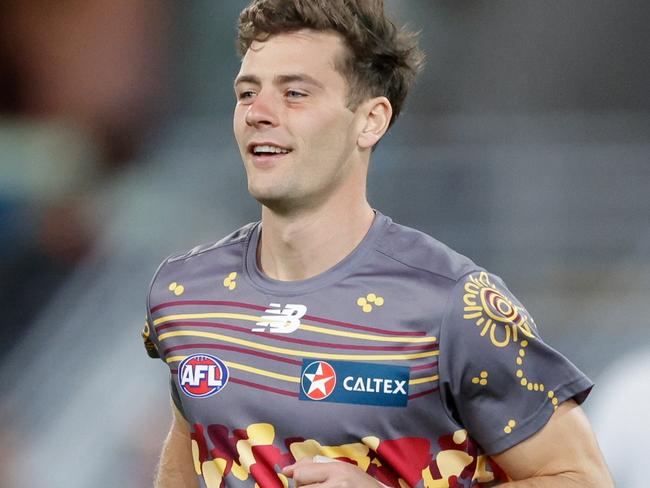 BRISBANE, AUSTRALIA - JUNE 29: Josh Dunkley of the Lions warms up during the 2023 AFL Round 16 match between the Brisbane Lions and the Richmond Tigers at The Gabba on June 29, 2023 in Brisbane, Australia. (Photo by Russell Freeman/AFL Photos via Getty Images)