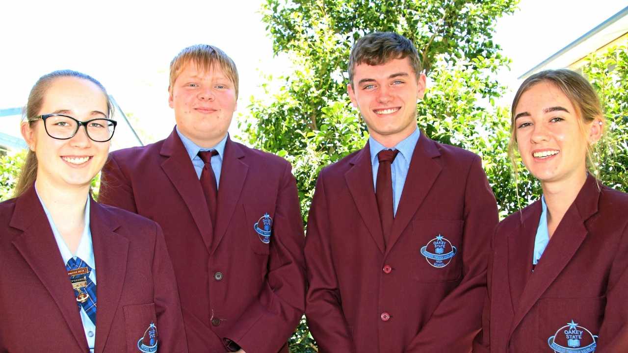 HIGH ACHIEVERS: Oakey State High School senior awards recipients are (from left) Grace Fill, Peter Johnstone, Brody Huxtable and Astyn Knauth. Picture: Contributed