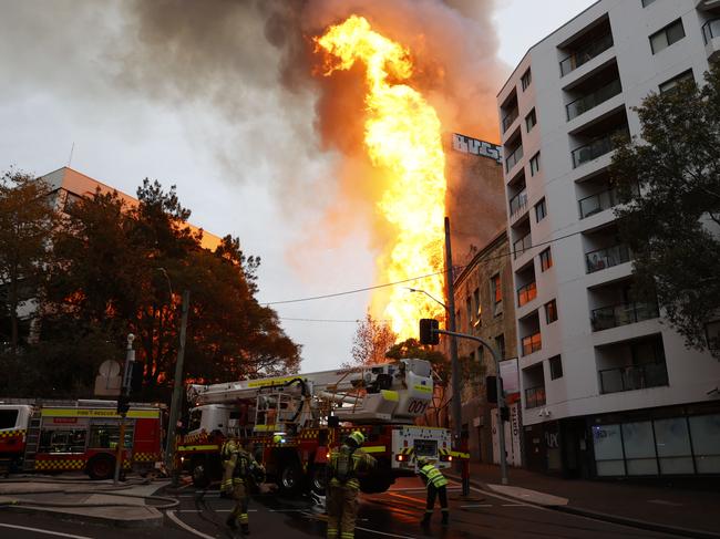 The blaze in Surry Hills. Picture: Jonathan Ng