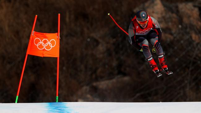 Aleksander Aamodt Kilde had to battle high winds in training for the men’s downhill. Picture: Alex Pantling/Getty Images