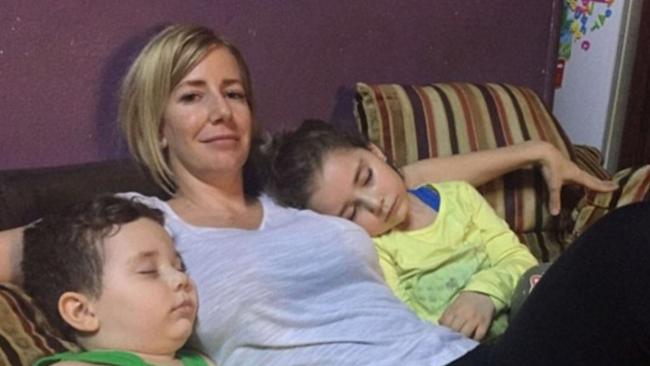 Sally Faulkner with her two children, Noah, four, and Lahela, five.