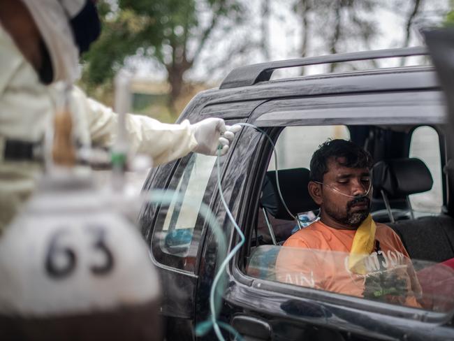 India struggled with oxygen supplies for people suffering from COVID-19. Picture: Getty Images/Getty Images