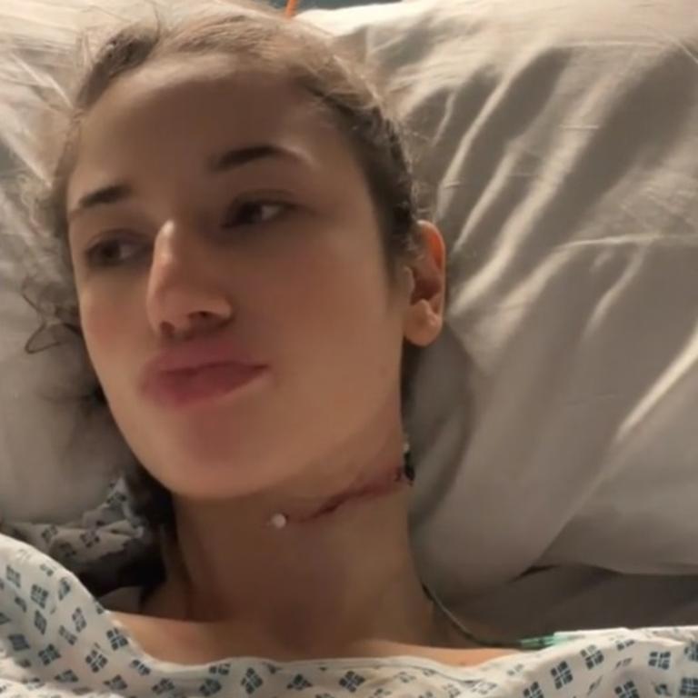 She was left with a scar after having the lump removed. Picture: TikTok/hollyradfordd