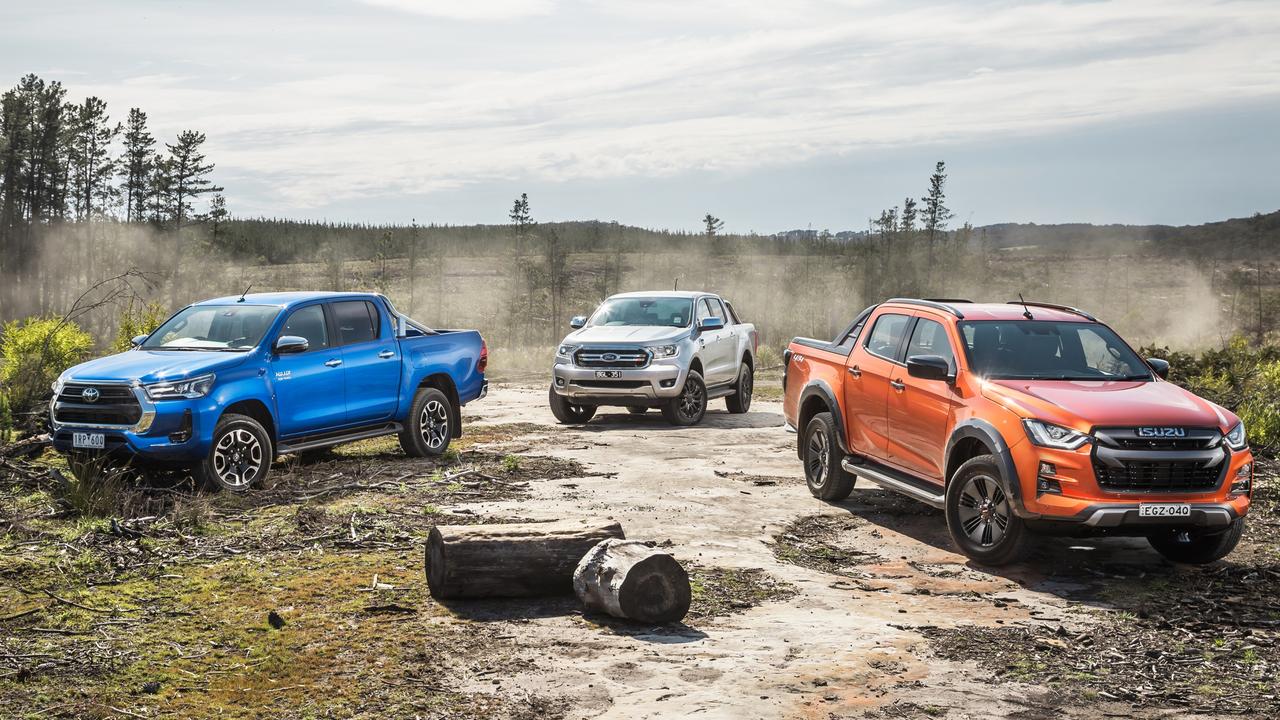 The Toyota HiLux, Ford Ranger, and Isuzu D-Max represent three of the most popular cars on sale. Photo: Thomas Wielecki